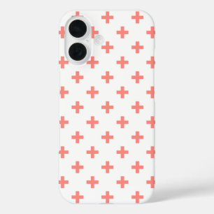 Peach polka crosses on white iPhone 16 case
