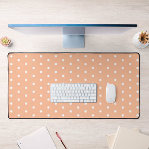 Peach Polka Dot Desk Mat