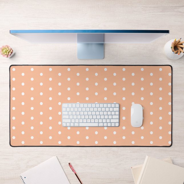 Peach Polka Dot Desk Mat (Creator Uploaded)