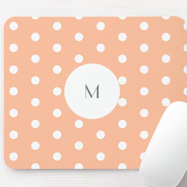 Peach & Polka Dot Monogram Mouse Mat (Creator Uploaded)