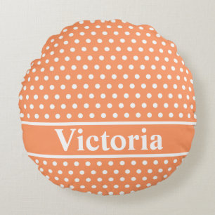 Peach Polka Dots Round Cushion