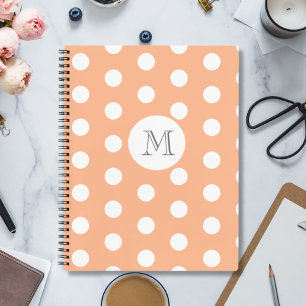 Peach Polkadot Monogram  Notebook