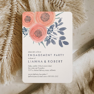 Peach Poppies Engagement Party Invitation