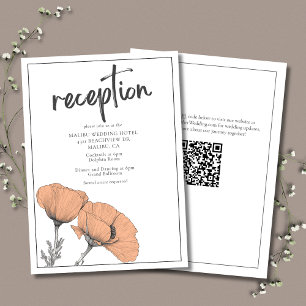Peach Poppies Floral Elegant Wedding Reception Enclosure Card