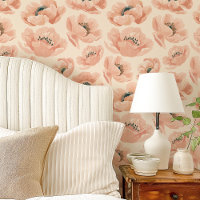Peach Poppies On Cream Elegant Floral