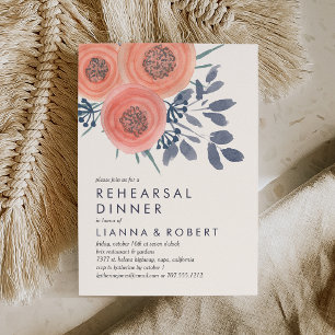 Peach Poppies Rehearsal Dinner Invitation