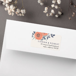 Peach Poppies Return Address Label