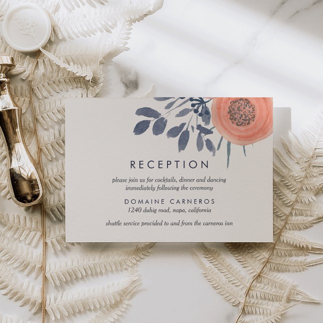 Peach Poppies Wedding Reception Enclosure Card (Creator Uploaded)