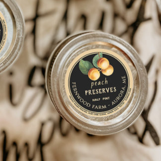 Peach Preserves Black and Kraft Vintage Peaches Classic Round Sticker