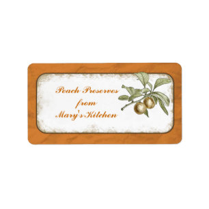Peach Preserves Food Storage Botanical Label