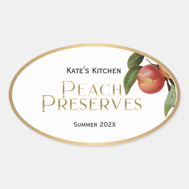 Peach Preserves Jelly Label Vintage (Front)