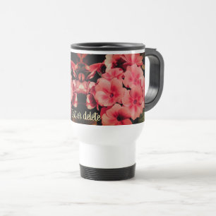 Peach Primrose Flower Art Personalised Travel Mug