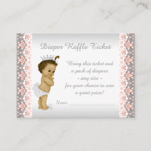 Peach Princess Diaper Raffle Ticket Enclosure Card