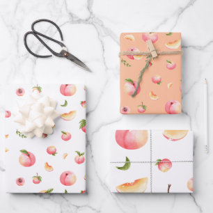 Peach Print Wrapping Paper Sheet