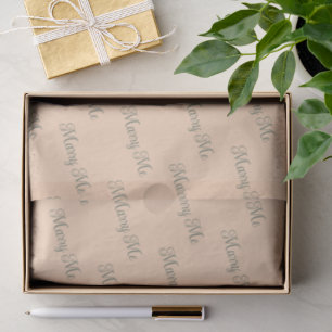 Peach Puff & Muted Sage Green 'Marry Me' Proposal  Tissue Paper