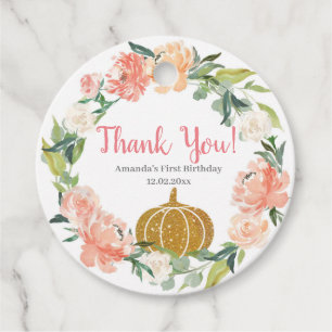 Peach Pumpkin Birthday Favour Tags