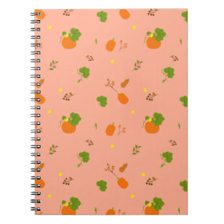 Peach Pumpkin Garden Botanical Pattern Notebook