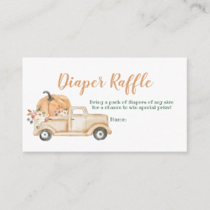 Peach Pumpkin Rustic Truck Diaper Raffle Enclosure Card