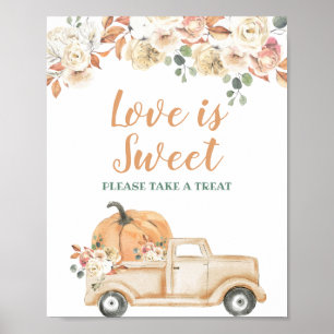 Peach Pumpkin Rustic Truck Love is Sweet Sign