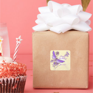 Peach Purple Butterfly Sticker