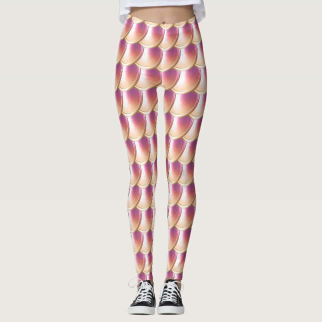 Peach Purple Dragon Scale Cosplay Leggings (Front)