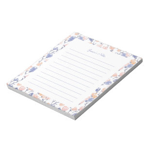 Peach & Purple Floral Personalised Notepad