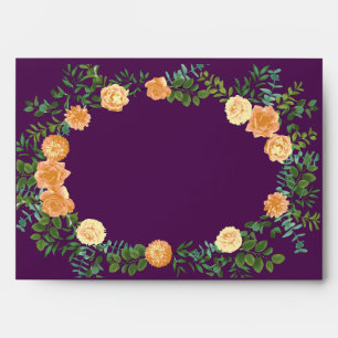 Peach Purple Wedding Floral Roses Envelope