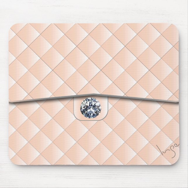 Peach Quilted Pattern with a Diamond Mouse Mat (Front)