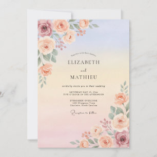 Peach Radiant Sunset Wedding Invitation