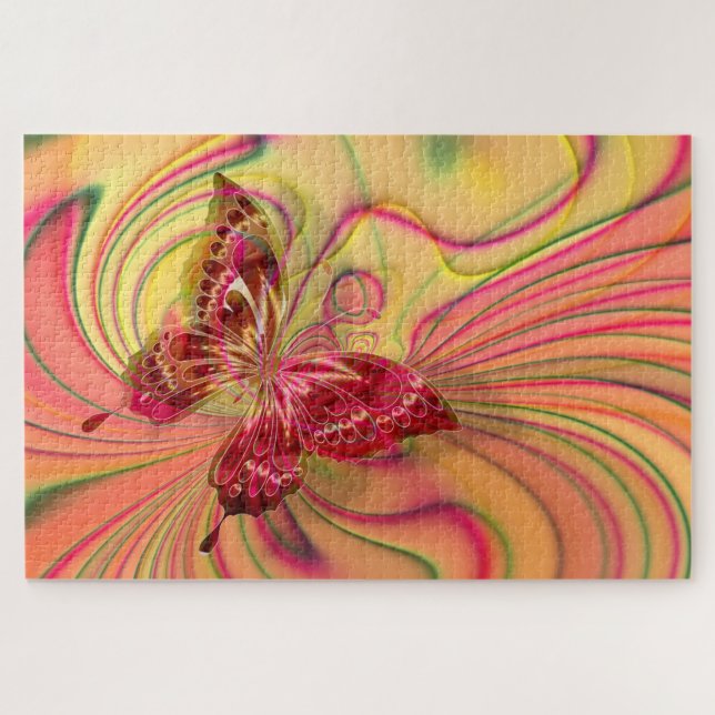 peach red butterfly puzzle (Horizontal)