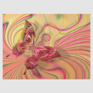 peach red butterfly tissue paper