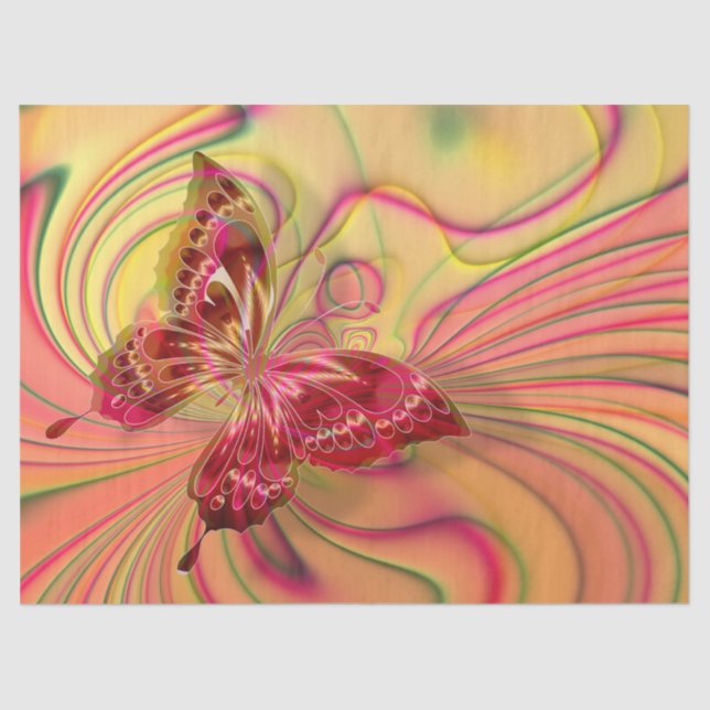 peach red butterfly tissue paper (Front)