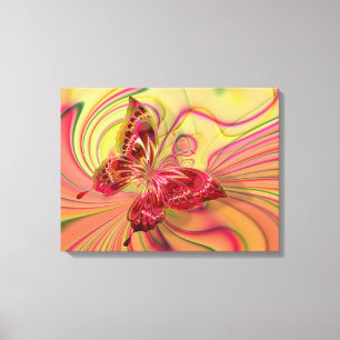 peach red butterfly wrapped canvas