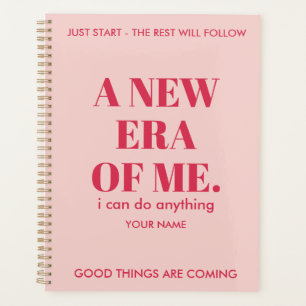 PEACH & RED CUSTOMIZED NAME STYLISH SIMPLE DAILY PLANNER