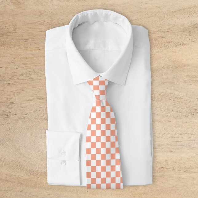 Peach Retro Chequerboard Tie (Creator Uploaded)