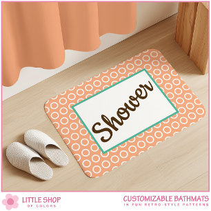 Peach Retro-Style Circle Pattern Customizable Bath Mat