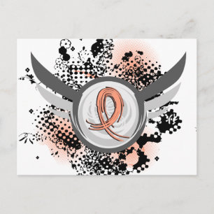 Peach Ribbon And Wings Endometrial Cancer Postcard