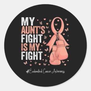 Peach Ribbon Aunt Endometrial Cancer Awareness  Classic Round Sticker