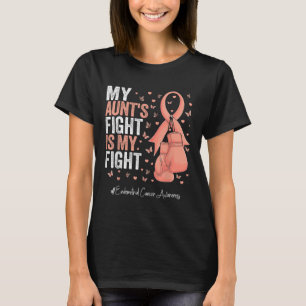 Peach Ribbon Aunt Endometrial Cancer Awareness  T-Shirt
