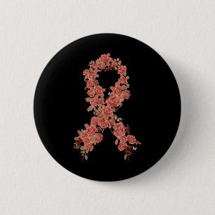 Peach Ribbon Uterine Endometrial Cancer Awareness 6 Cm Round Badge
