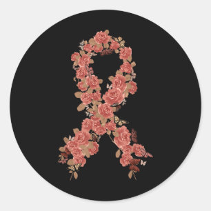 Peach Ribbon Uterine Endometrial Cancer Awareness Classic Round Sticker