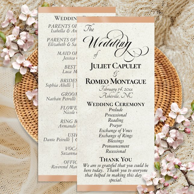 Peach Ribbon Wedding Programme (Creator Uploaded)