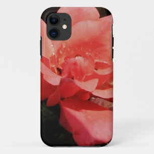 peach rose and dewdrops iPhone 11 case
