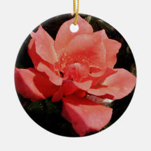 peach rose and dewdrops ceramic tree decoration