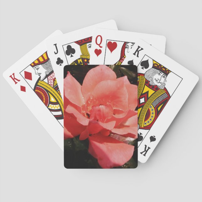 peach rose and dewdrops playing cards (Back)