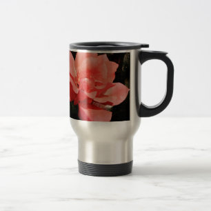 peach rose and dewdrops travel mug