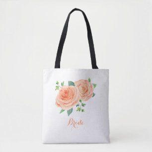 Peach Rose Bridal Tote Bag