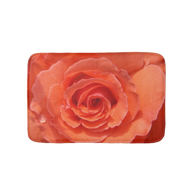 Peach rose custom small bath mat (Front)