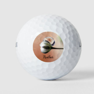 Peach Rose Droplet Personalised Golf Balls