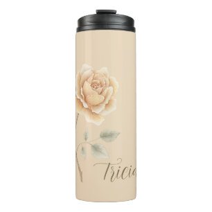 Peach Rose Floral Name Thermal Tumbler